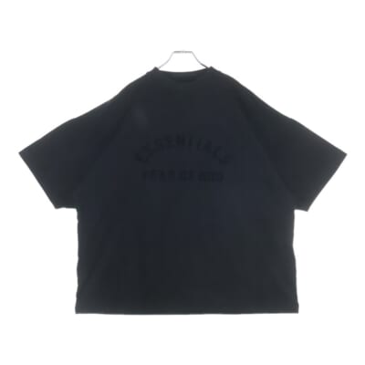フロントブランドロゴデザイン クルーネック半袖Tシャツ カットソー ブラック Bランク