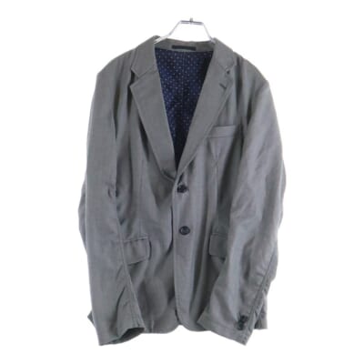 10AW 裏地ドット柄 袖シャーリング シングルテーラードジャケット グレー HF-J054 AD2010 Bランク