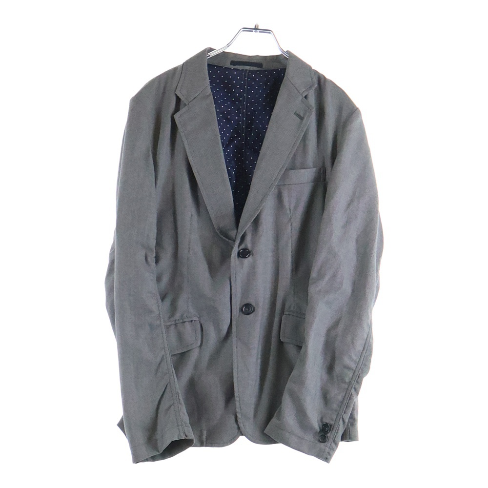10AW 裏地ドット柄 袖シャーリング シングルテーラードジャケット グレー HF-J054 AD2010 Bランク
