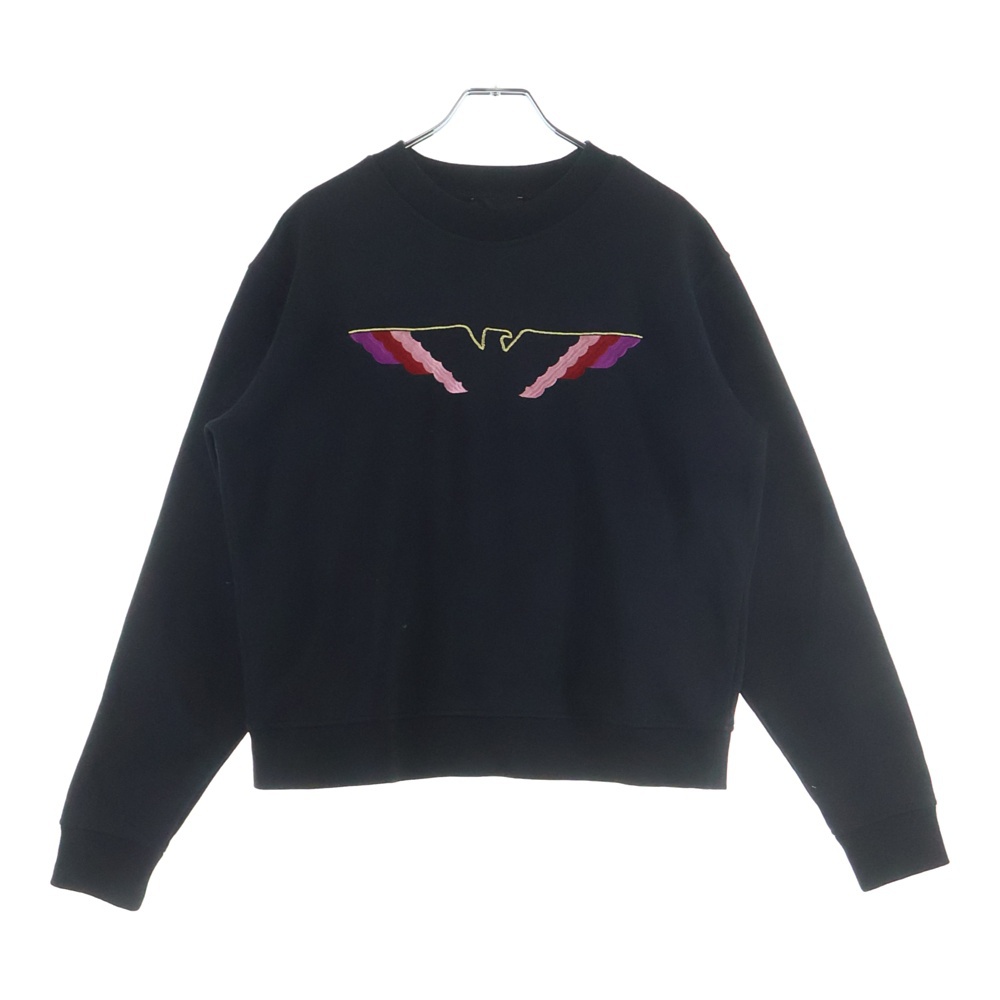 フロント刺繍 クルーネックスウェットトレーナー ブラック 6H2M7U 2JPDZ Bランク