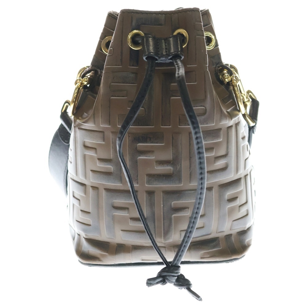 MON TRESOR モン トレゾール ミニ ズッカ カーフレザー 巾着型 ショルダーバッグ レディース ブラウン 8BS010 A659 F13VK Bランク