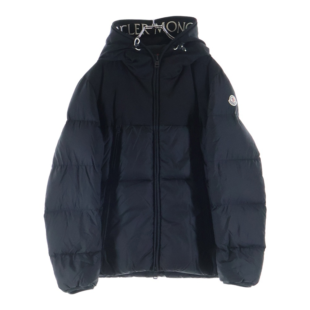18AW MONTCLA モンクラー アームロゴデザイン フーデッド ジップアップ ダウンジャケット ブラック D20914132085 Bランク