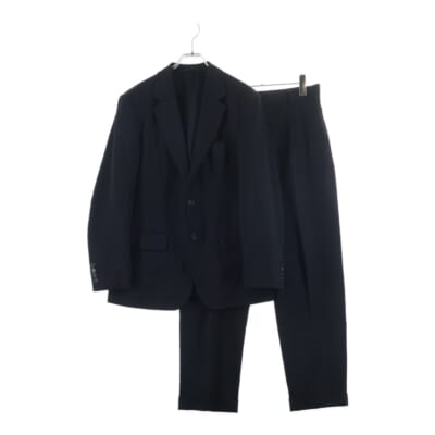 DORMEUIL SINGLE BREASTED JACKET/PLEATED TROUSERS TYPE-2 セットアップ スーツ ブラック Aランク