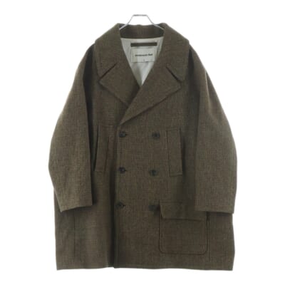 ダブルブレステッドコート チェック ブラウン Bランク