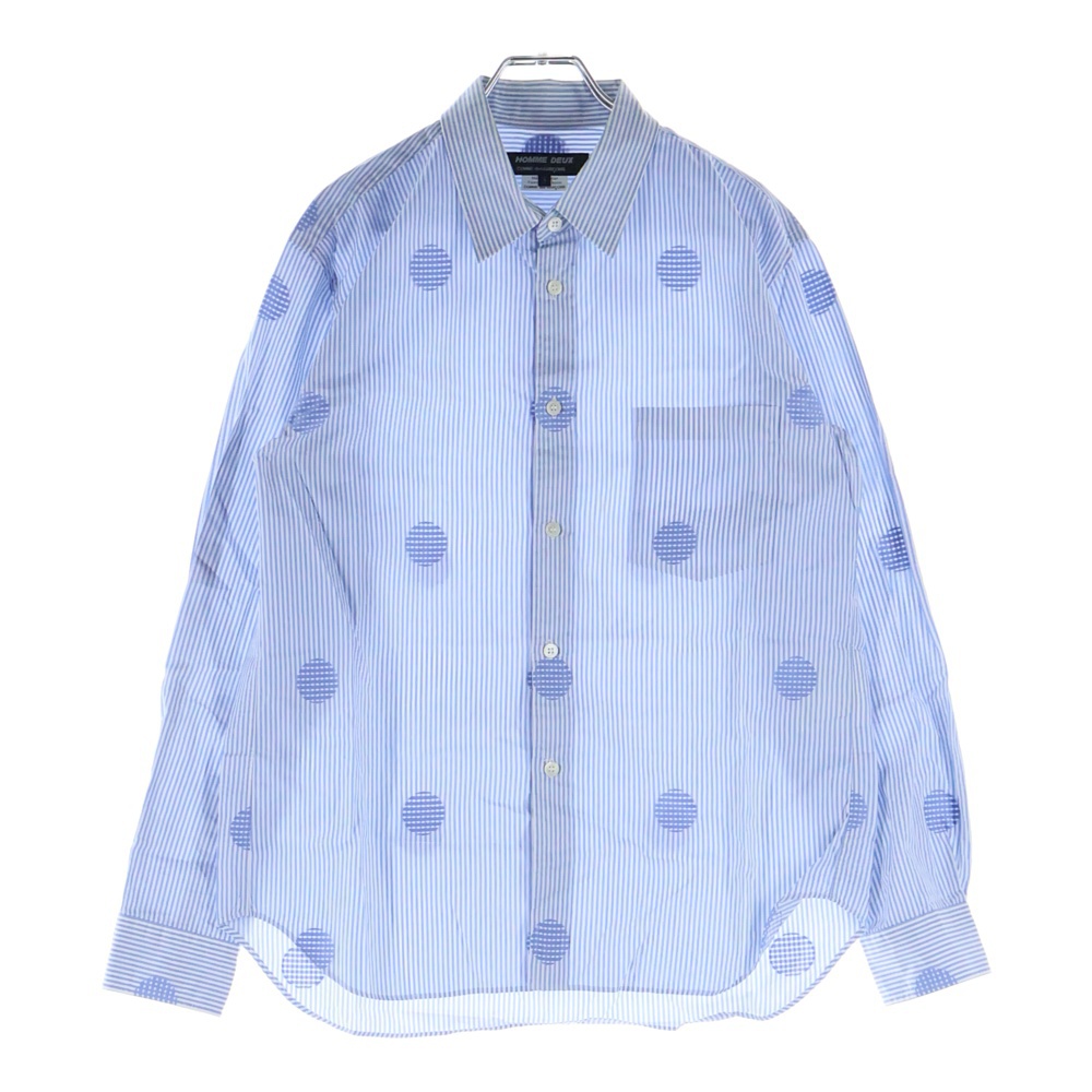 19AW AD2019 ストライプ 水玉 長袖 シャツ ブルー DD‐B037 Bランク