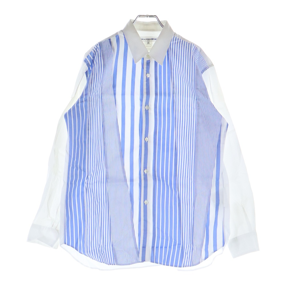20SS パッチワーク ストライプ 長袖 シャツ ブルー/ホワイト S28058 Bランク