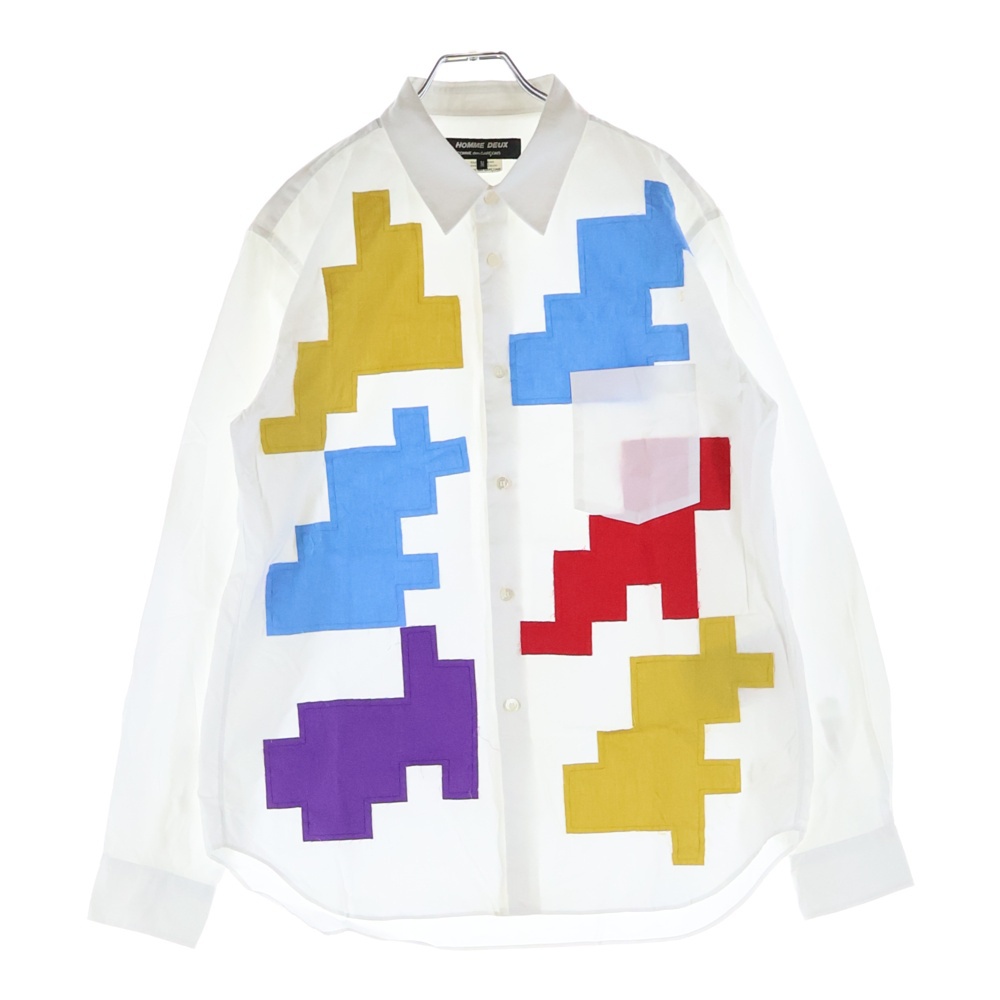 24SS AD2023 パッチワーク 長袖 シャツ ホワイト/マルチ DM‐B046 Bランク