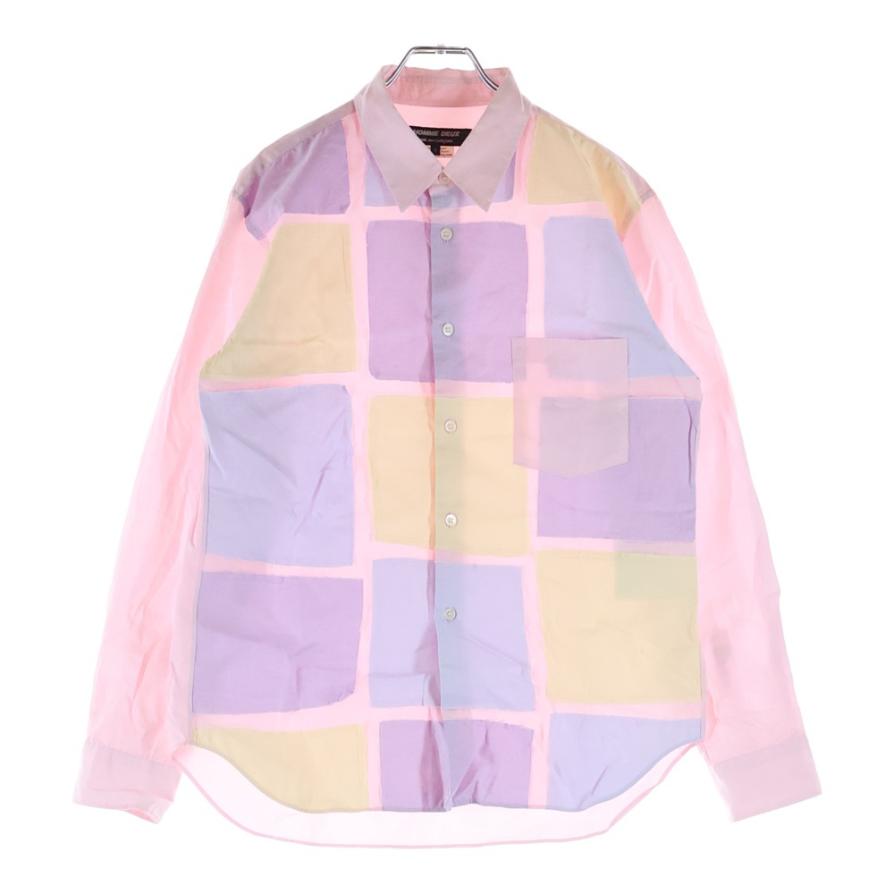 19SS AD2018 パッチワーク 長袖 シャツ ピンク DC‐B048 Bランク