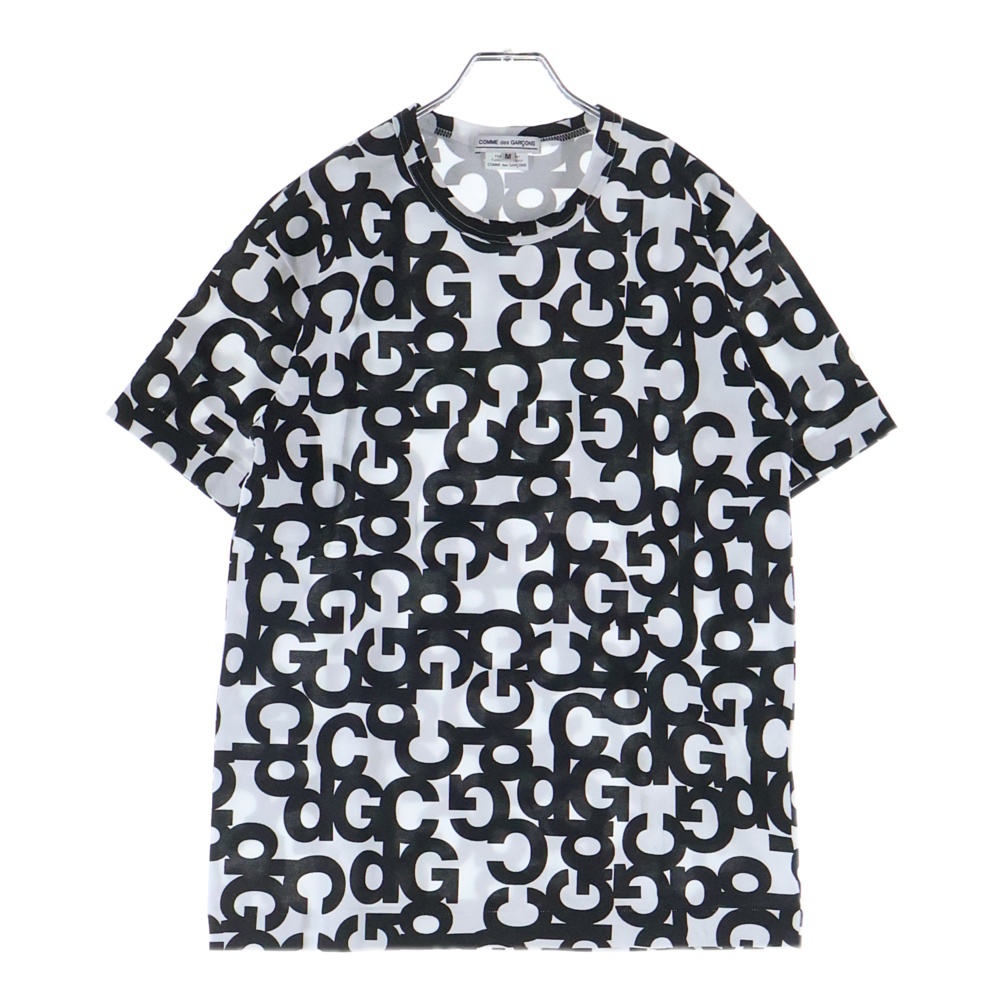 AD2024 CDG総柄プリントTシャツ 半袖クルーネックカットソー ホワイト/ブラック OZ-T308 Sランク