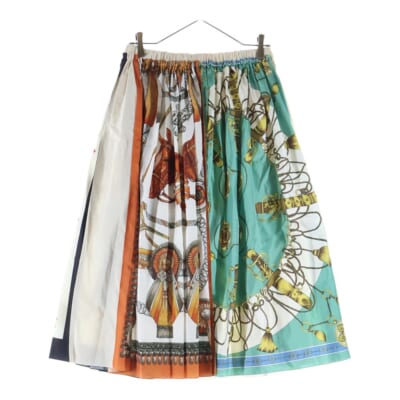 25AW AD2025 スカーフ柄 フレアロングスカート レディース マルチカラー TP-S016 Aランク