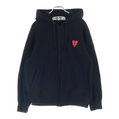 AD2020/07 Double Red Heart Hoodie ダブルハートワッペン ジップアップパーカー フーディー ブラック AZ-T294 Bランク