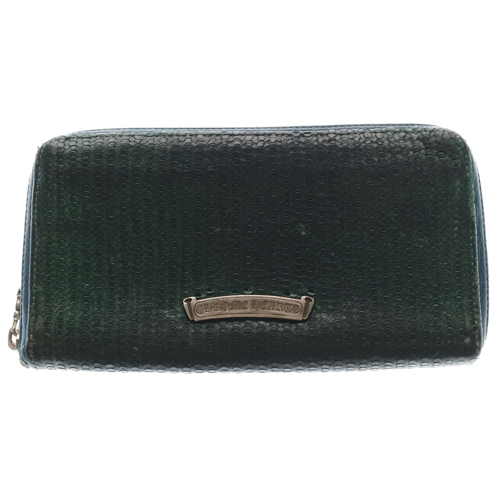 REC F ZIP #2 NOVELTY LEATHER ノベルティレザーレザー ダガーラウンドジップ ウォレット グリーン Bランク