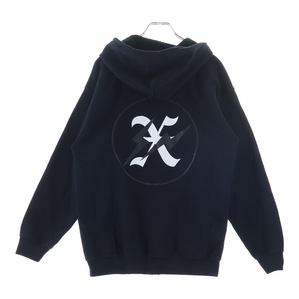 ×FRAGMENT フラグメント ロゴデザイン フーデッド ジッアップ スウェット パーカー ブラック Bランク