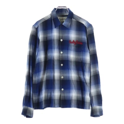 13SS オンブレチェック柄 レーヨン 長袖ネルシャツ ブルー 13SS-OMB-10 Bランク