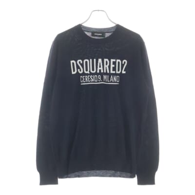 21AW フロントロゴ クルーネック ウールニット セーター ブラック S71HA1121 S17435 Bランク