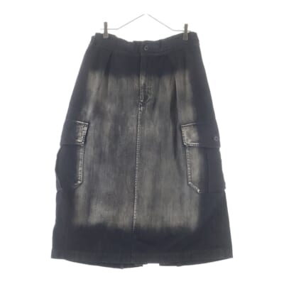 25AW SPOTTED DENIM SIDE POCKET STRAIGHT SKIRT ストップド サイドポケット デニムスカート レディース ブラック YL-S95-005 Bランク