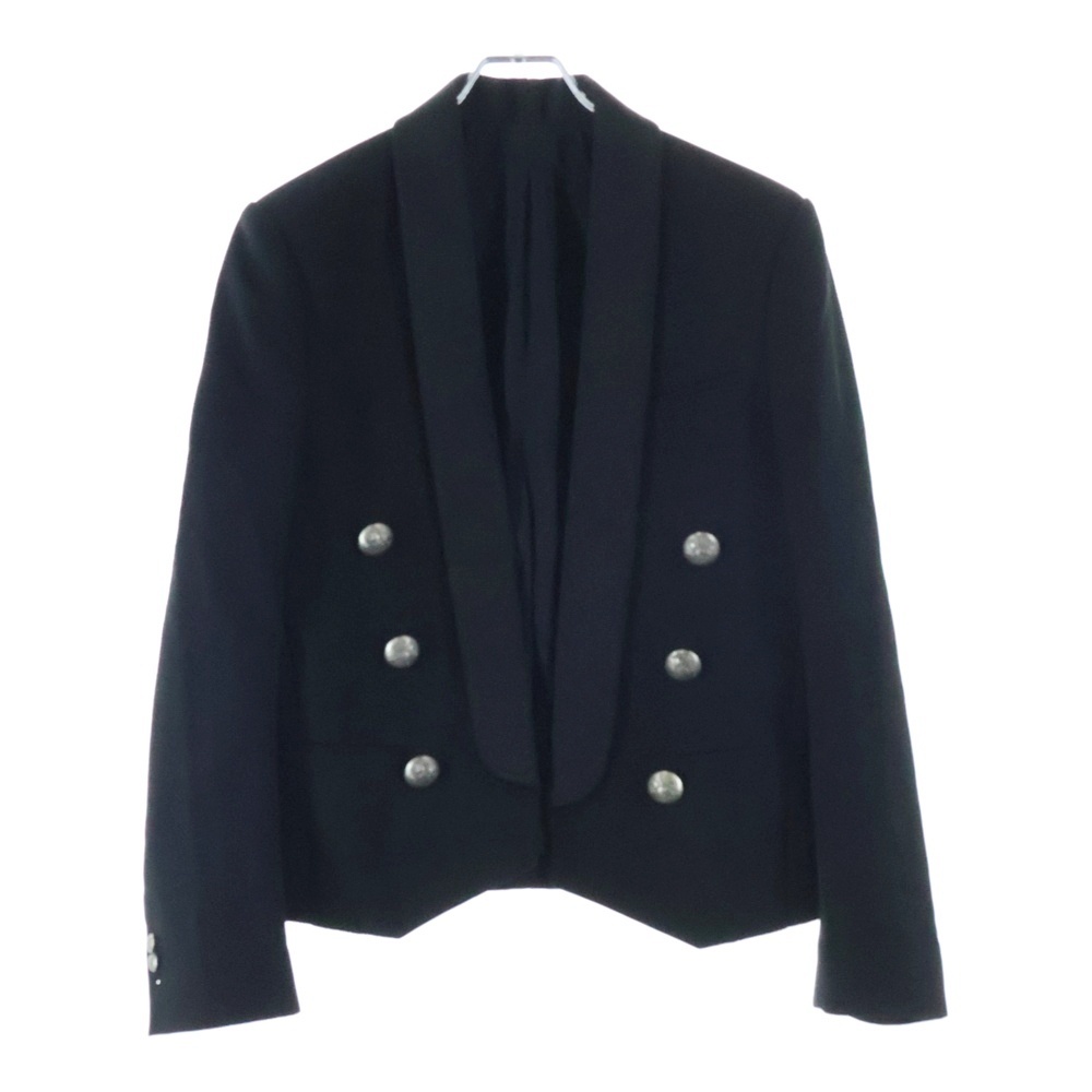 フランス製 タキシードショールカラー メタルボタン ショートテーラードジャケット ブラック T778C117 Bランク
