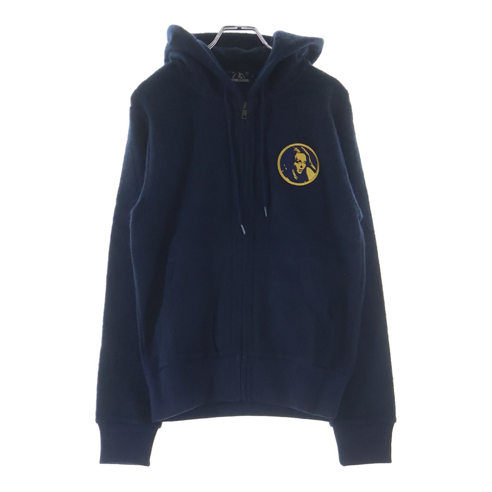 バックロゴエンブロイダリー フリース ジップアップパーカー フーディー ネイビー 0253CF05 Bランク