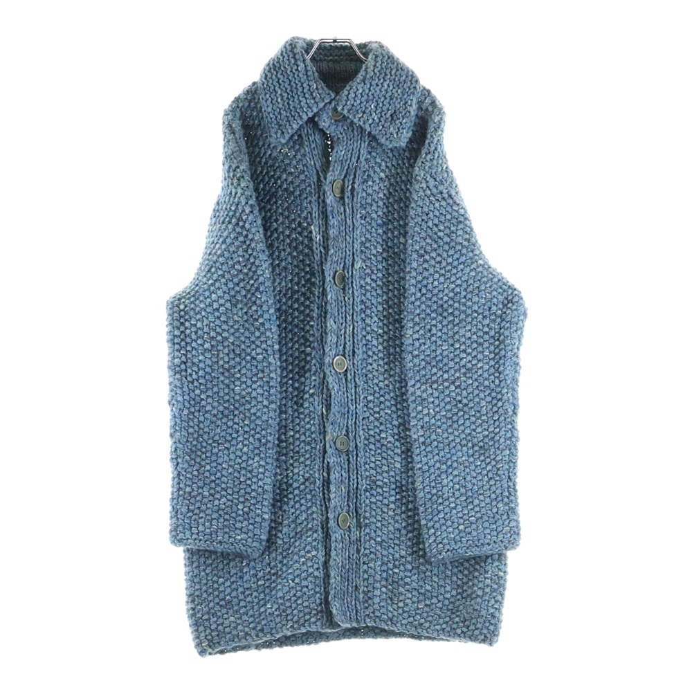 01AW ウール ダブルポケット ボタンダウン ニット コート カーディガン ブルー HV-K51-972 Bランク