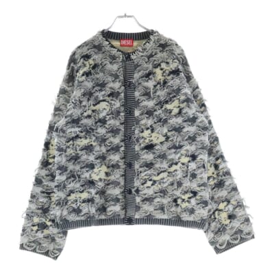 25AW K-VALBOR 千鳥格子柄 ダメージ加工 コットンニットカーディガン レディース グレー/ベージュ A21894 Sランク