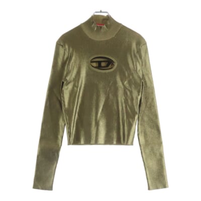 M-ARCELLA フロントDロゴ グリッター モックネック長袖ニット セーター レディース ゴールド A08018 Sランク