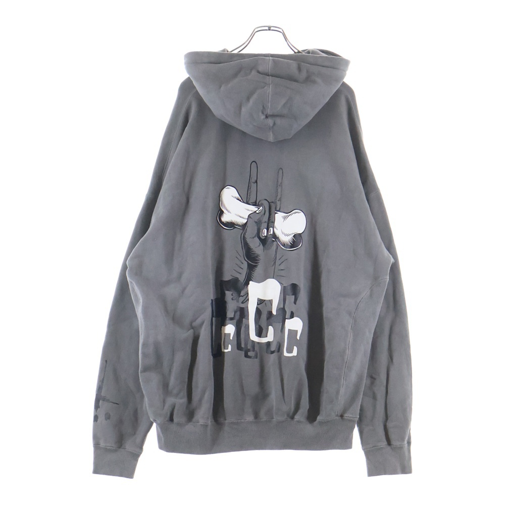BONE CRUSHER HOODIE ボーンクラッシャー バックイラスト プルオーバースウェットパーカー フーディー グレー 2101120307 Bランク