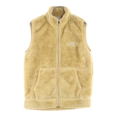 スクリプトロゴ刺繍 ジップアップ ボアフリース ベスト ブラウン C3-L617Z Bランク