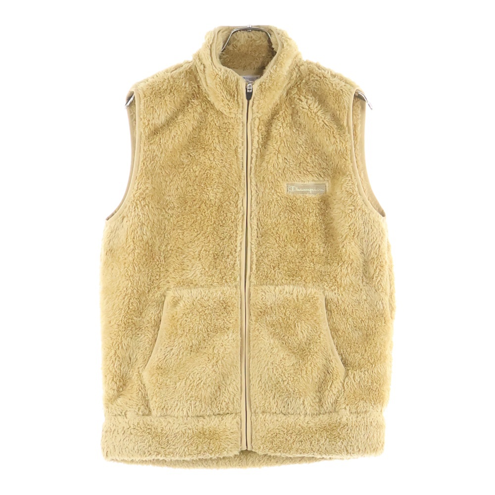 スクリプトロゴ刺繍 ジップアップ ボアフリース ベスト ブラウン C3-L617Z Bランク