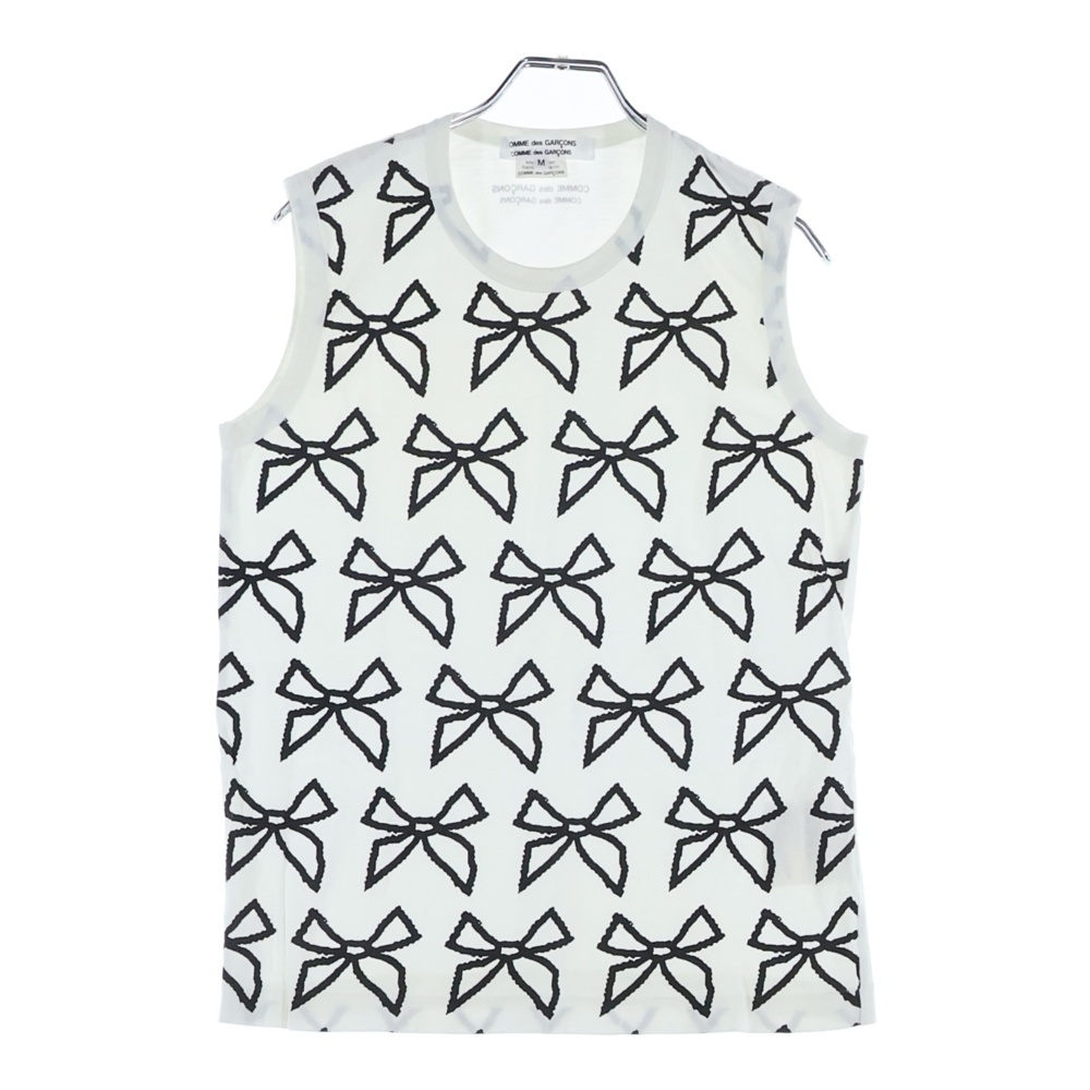 09SS リボンプリント クルーネック ノースリーブ カットソー ホワイト RC-T030 AD2008 レディース Bランク