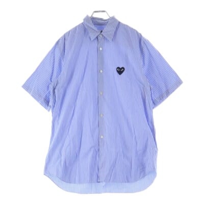 Striped S/S Shirt ハートパッチ ストライプ 半袖シャツ ブルー AZ-B022 Bランク