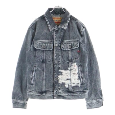 D-BARCY-S1 ダメージ加工 デニム トラッカージャケット ブラック A11435 Aランク