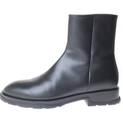 サイドジップ レザー アンクルブーツ ブラック 682816 Bランク