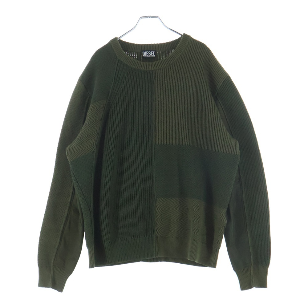 K-YUKON 切り替え クルーネック ニットセーター カーキ A02860 Bランク