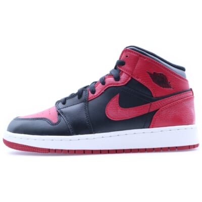 AIR JORDAN 1 MID GS エアジョーダン ミッド ブレッド ローカットスニーカー ブラック/ホワイト/レッド US6.5Y/24.5cm 554725-074 レディース Sランク