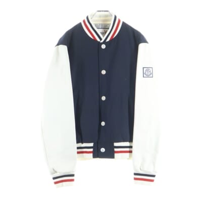 16SS レザー ダウンジャケット スタジャン ブルゾン ネイビー/ホワイト D13914036080 10212 Aランク