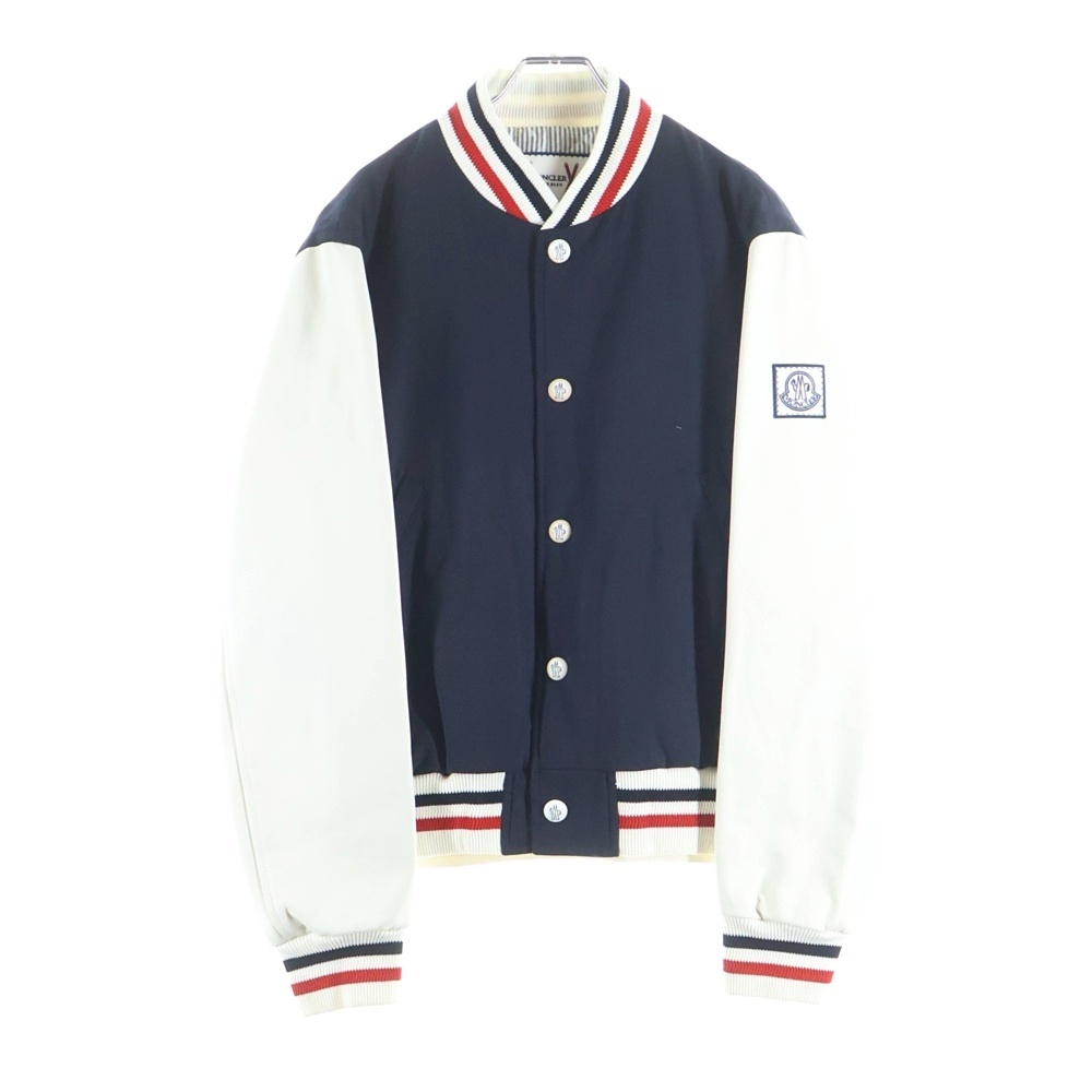 16SS レザー ダウンジャケット スタジャン ブルゾン ネイビー/ホワイト D13914036080 10212 Aランク