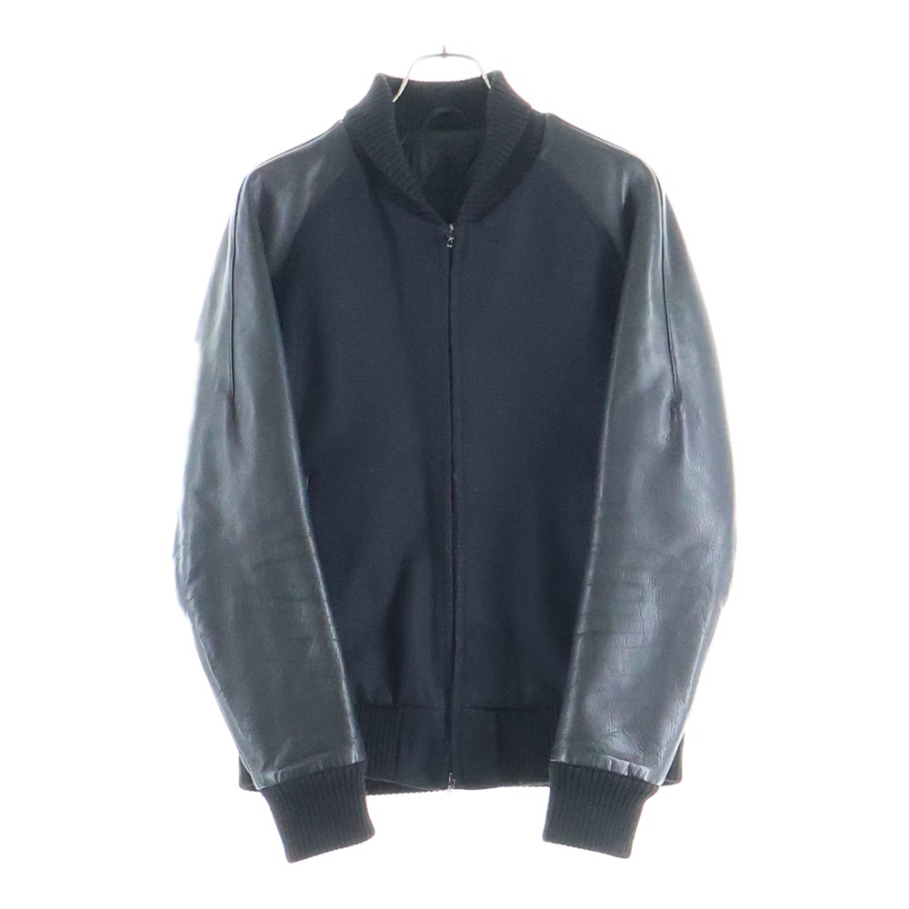 カシミヤ混平二重メルトン ウール スタジャン ジャケット ブルゾン ブラック AB32-215 Bランク