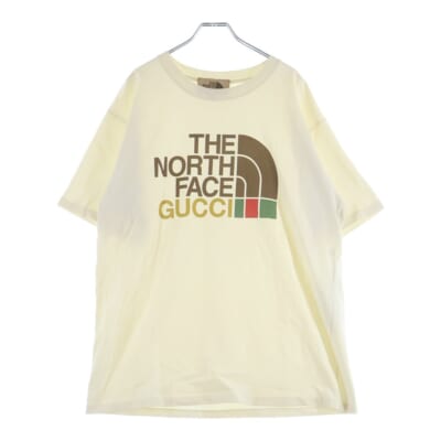 ×THE NORTH FACE Oversize T-Shirt ノースフェイス ロゴプリント 半袖Tシャツ カットソー アイボリー 616036 XJDCL Sランク