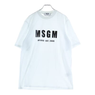 ロゴプリント クルーネック 半袖Tシャツ カットソー ホワイト 2841MDM92 Aランク