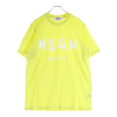 ロゴプリント クルーネック 半袖Tシャツ カットソー イエロー 3040MM97 Aランク