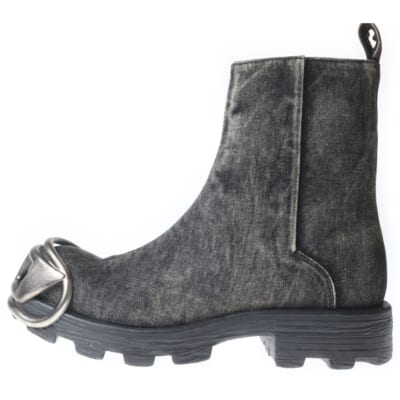 D-HAMMER BT ZIP D ジッパー デニム アンクルブーツ ブラック Y03254 Sランク