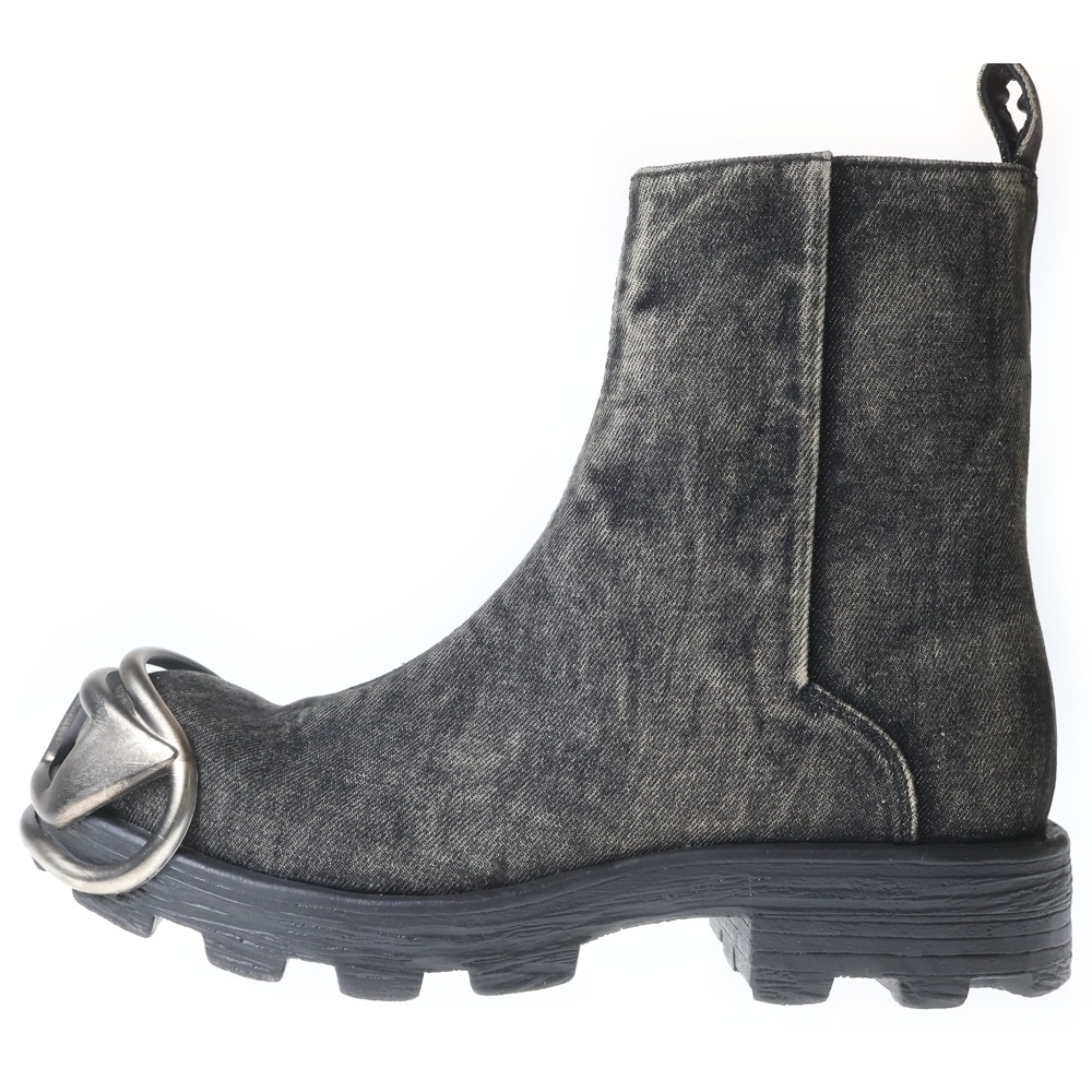 D-HAMMER BT ZIP D ジッパー デニム アンクルブーツ ブラック Y03254 Sランク