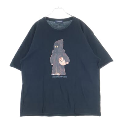 フロントプリント コットン クルーネック 半袖Tシャツ カットソー ブラック JUX9801-2 Bランク