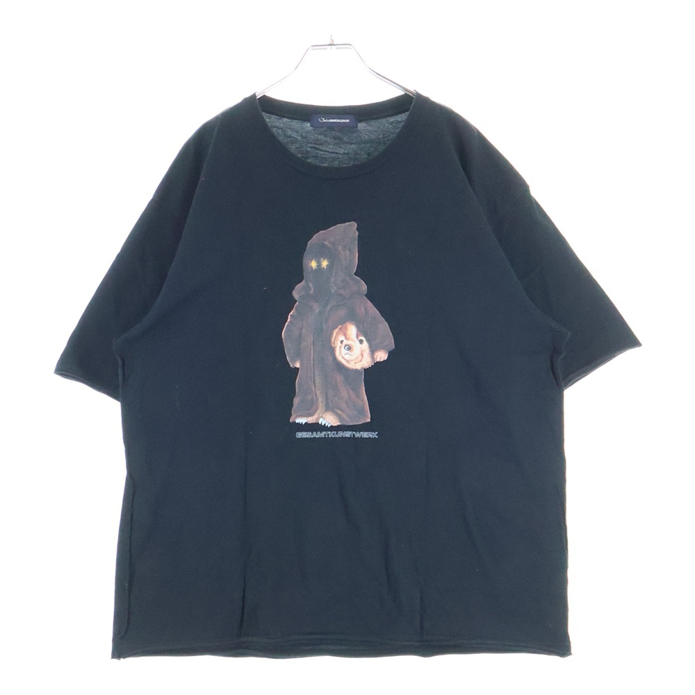 フロントプリント コットン クルーネック 半袖Tシャツ カットソー ブラック JUX9801-2 Bランク