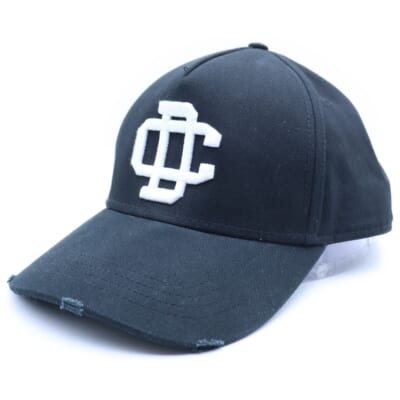 DC刺繍 ダメージ加工 ベースボールキャップ 帽子 ブラック Bランク