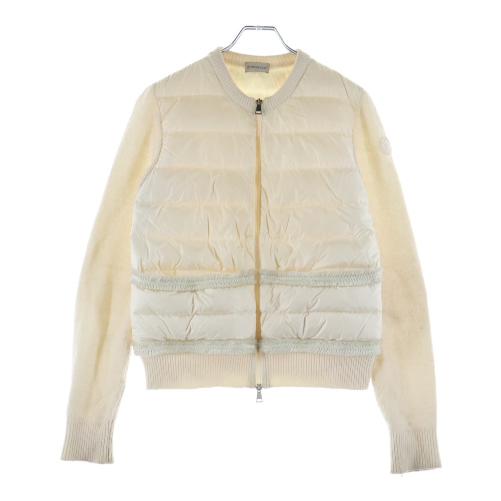 22AW CARDIGAN TRICOT ウール ニット切替 ナイロン ダウンジャケット ブルゾン ホワイト レディース H20939B00006 M1939 Bランク