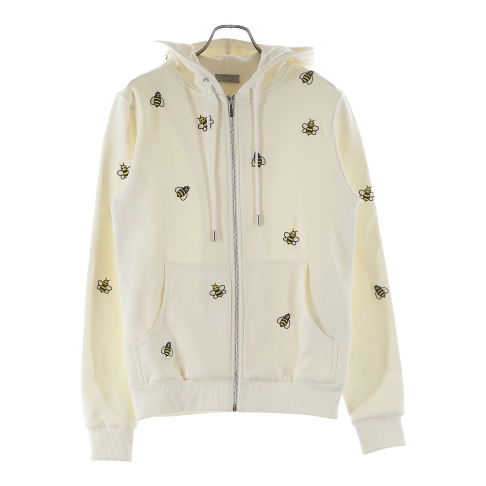 19SS ×KAWS Bee Zip Up Hoodie カウズ BEE刺繍 ジップアップ スウェット パーカー フーディー ホワイト 923J205W6142 Bランク