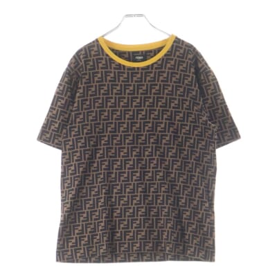 ズッカ総柄 クルーネック 半袖Tシャツ カットソー ブラウン FY0936 A6ZU Bランク