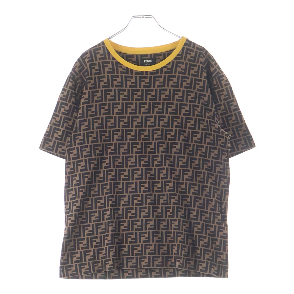 ズッカ総柄 クルーネック 半袖Tシャツ カットソー ブラウン FY0936 A6ZU Bランク