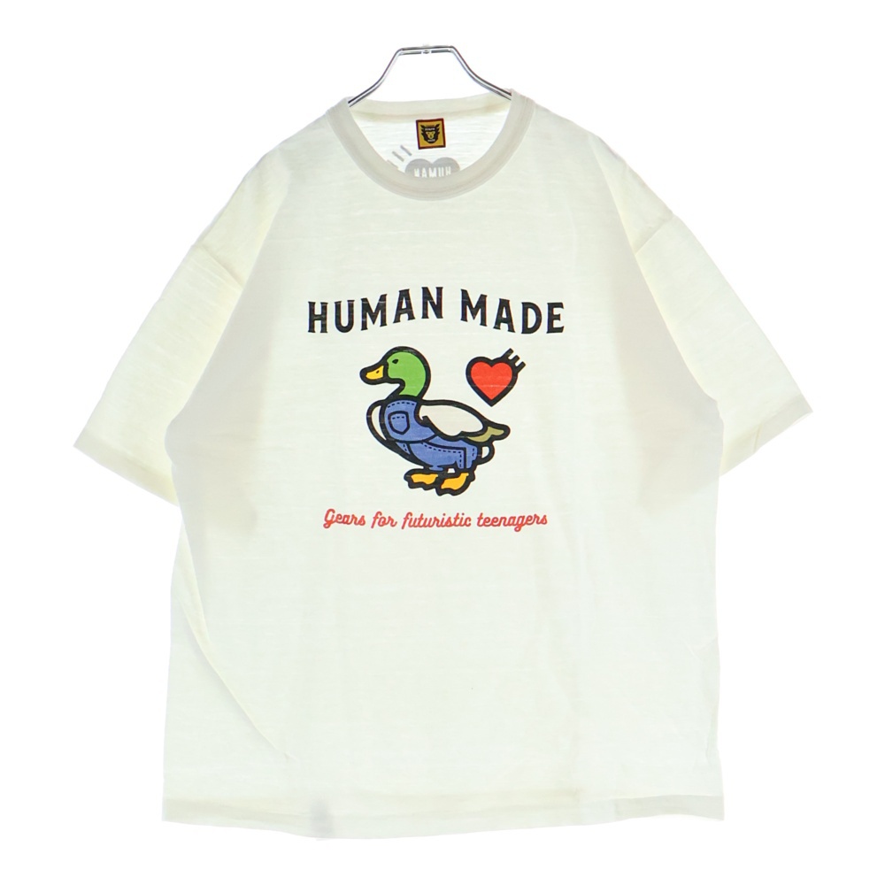 DUCK TEE ダック プリント クルーネック 半袖Tシャツ カットソー ホワイト HM22TE012 Sランク